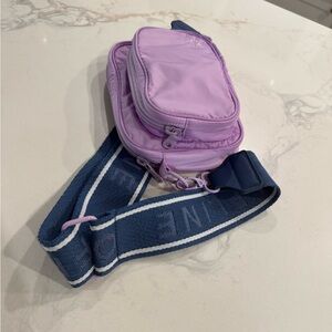 Aerie Lavender Crossbody Bag with Blue Strap